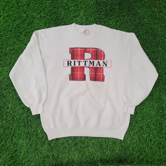 Vintage 80s Rittman Sweatshirt Womens XL 22x26 White Ohio - Picture 1 of 15